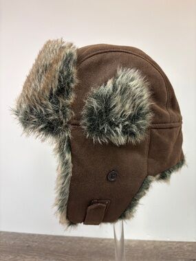 BDG Faux Fur Trapper Hat | Brown Suede Look Aviator Hat | Cozy Ear Flap Hat